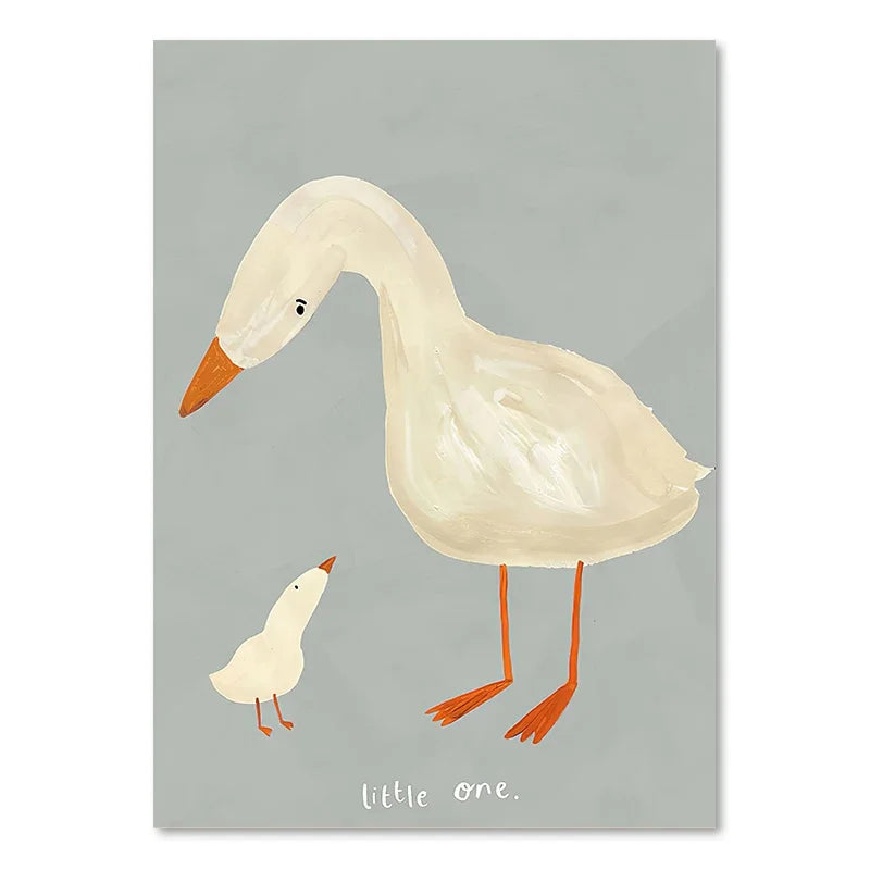 Niedliche Baby Tiere Kinderzimmer Wandkunst Illustrationen Fine Art Leinwanddrucke Gänse Maus Löwe Eisbär Poster Bilder für das Kinderzimmer Wanddekoration | Brehn