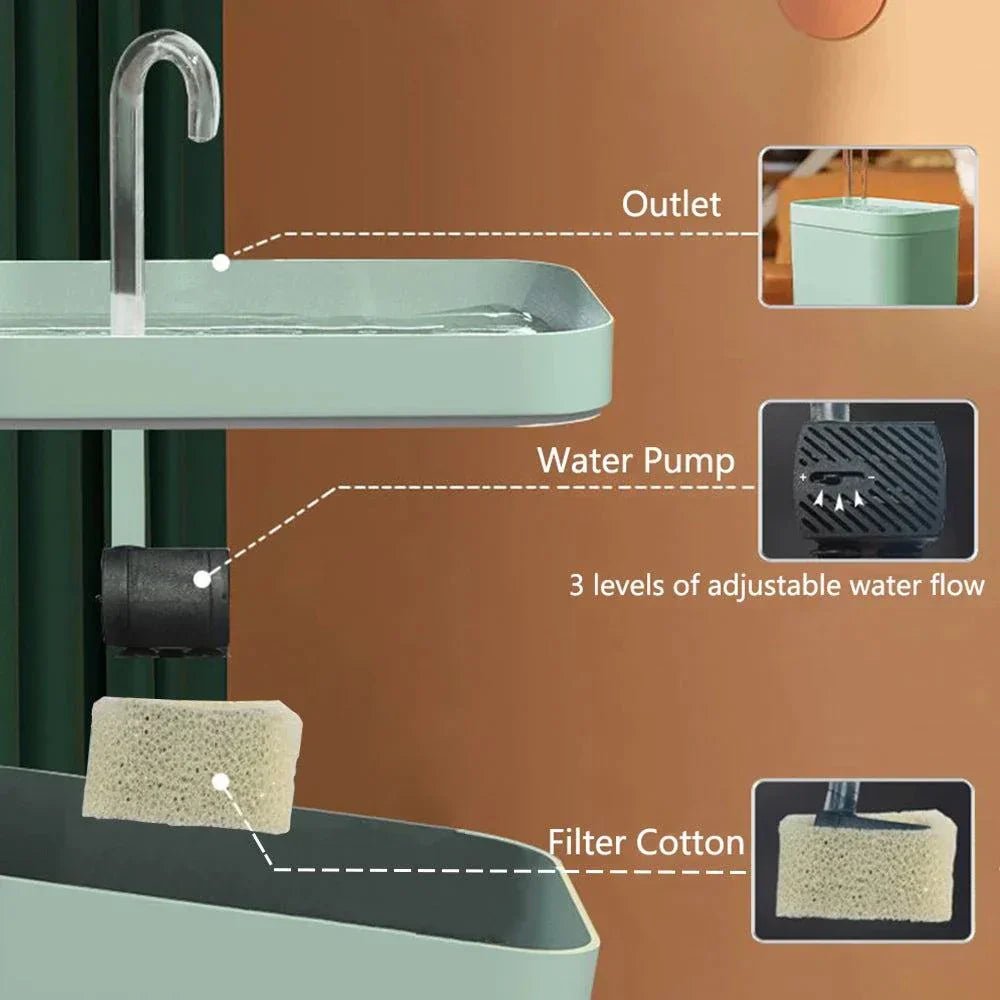 Brehn | Ultra-leise Haustier-Wasserbrunnen mit intelligenter Filtration - 1,5 l Edelstahl