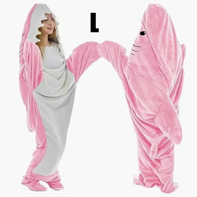 Snuggly Shark Gemütlicher Kapuzen-Einteiler Brehnanket