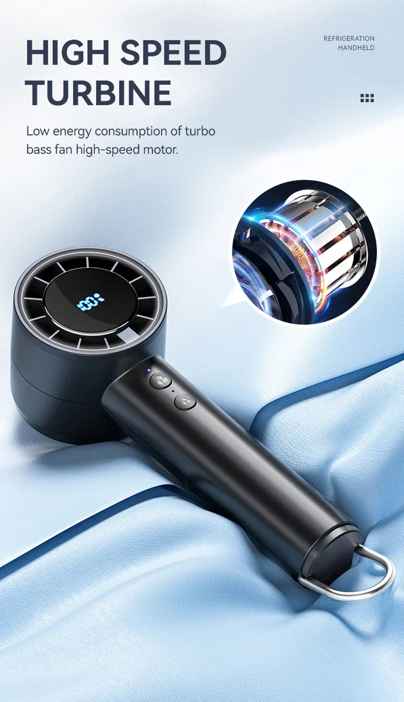 Stiller Hochgeschwindigkeits-USB-Handventilator – Tragbarer kleiner Ventilator mit LED-Display, hoher Windkraft und Kühlschrankfunktion | Brehn