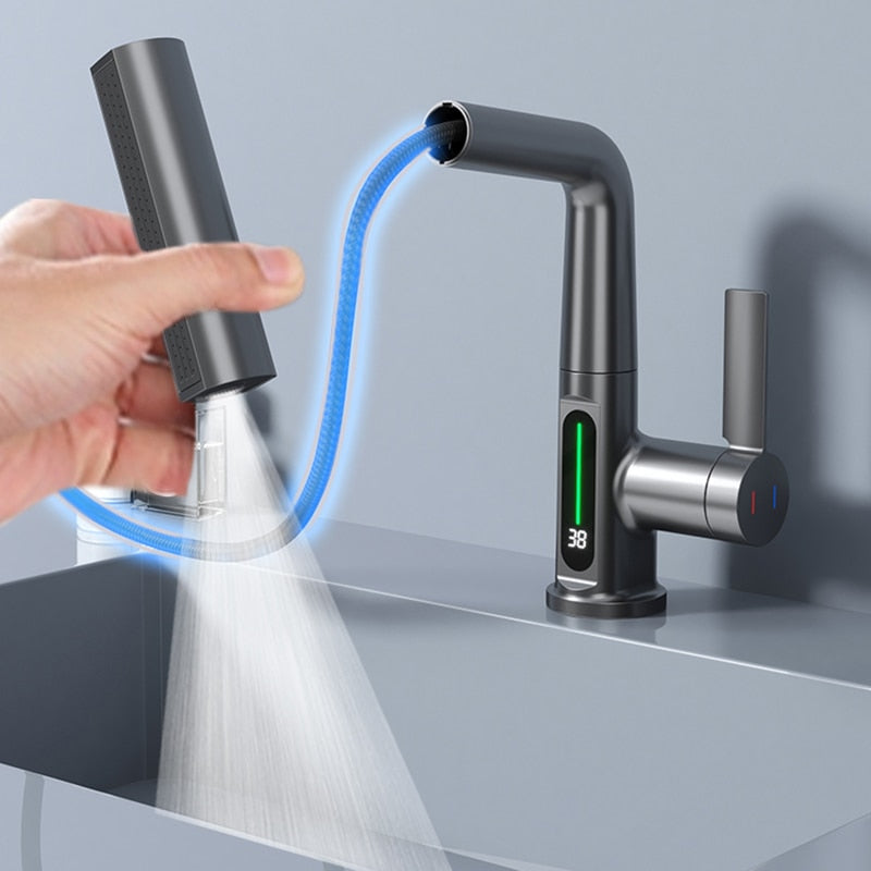 Brehn | Moderner Sleek Wasserfall Temperaturanzeige Wasserhahn