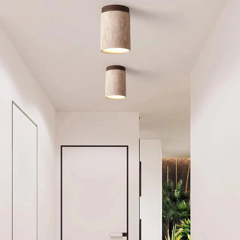Brehn | Travertin Deckenleuchte - Raffinierte Eleganz - Sanftes Licht - Einzigartiges Design