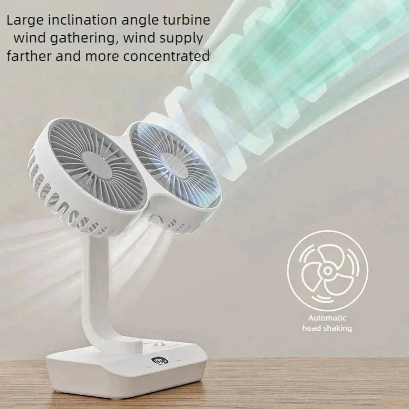 Verstellbarer Doppelkopf Tragbarer Tischventilator Nachtlampe | Brehn