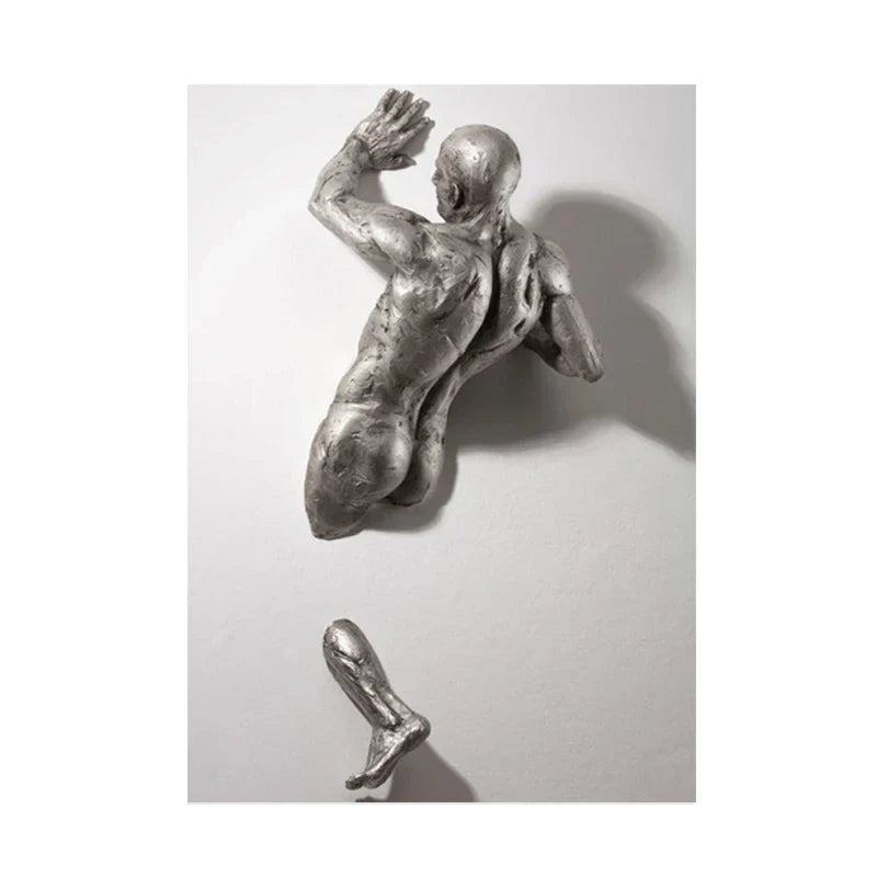 Moderne urbane abstrakte Eisenstatue Wandkunst Fine Art Leinwanddrucke 3D-Visualisierung Figurenkunst Bilder für minimalistische Wohnungswanddekoration | Brehn