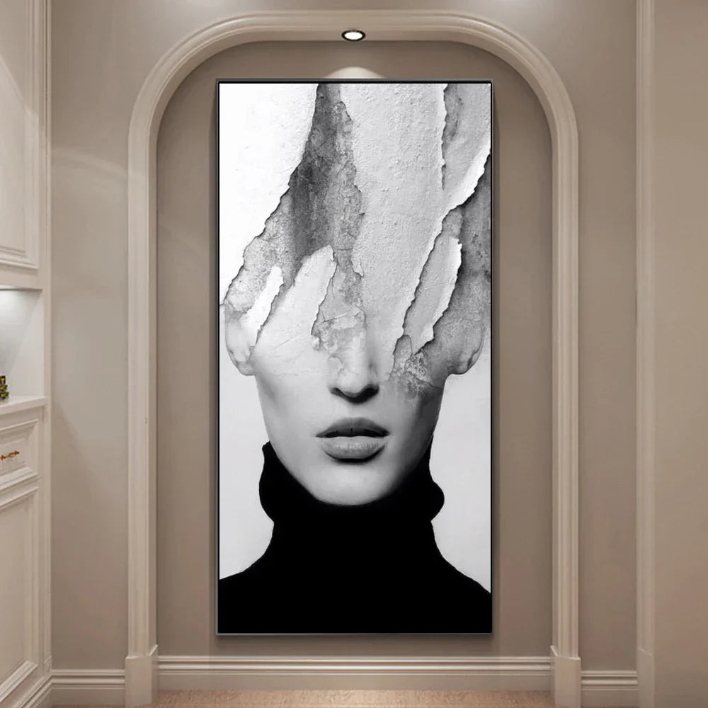 Modern Abstract Portrait Überlagerung Landschaft Wandkunst Fine Art Leinwanddrucke Schwarz Weiß Bilder Für Modernes Wohnzimmer Eingangsbereich Foyer Kunst Dekor (Unrahmt) | Brehn