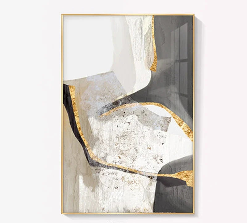 Nordic Abstract Geomorphe Neutrale Farben Golden Beige Grau Wandkunst Fine Art Leinwanddrucke Bilder Für Moderne Wohnung Wohnzimmer Dekor | Brehn