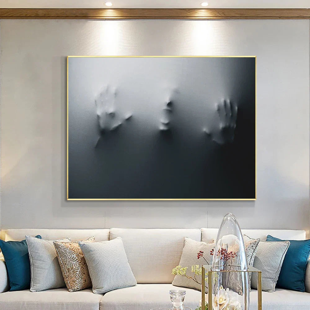 Moderne Kunst Abstrakte Gespenstische Figuren In Der Wand Leinwanddrucke Schwarz Weiß Wandkunst Poster Bilder Für Wohnzimmer Schlafzimmer Kunst Dekor | Brehn