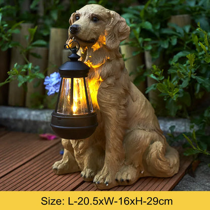 Solarbetriebene Außenharz Hundestatue Lampe | Brehn