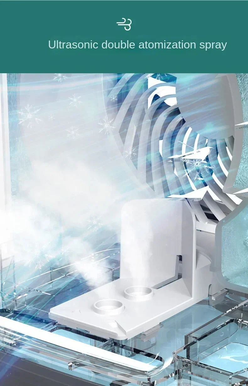 Tragbarer Desktop-Luftkonditionierer – Dual Spray Ultraschall-Luftbefeuchter, 3-Gang leiser Luftkühler mit Nachtlicht für Zuhause | Brehn