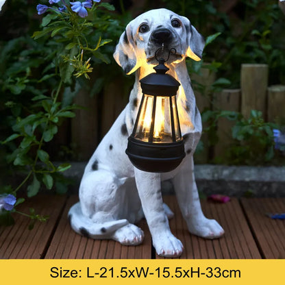 Solarbetriebene Außenharz Hundestatue Lampe | Brehn