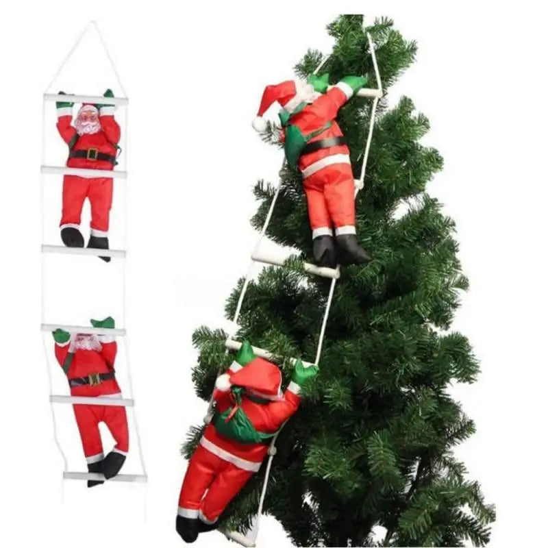 Kletternde Weihnachtsmann Dekofigur zum Aufhängen – Festliche Fensterdeko für Weihnachten, Hängende Weihnachtsdeko für Wohnzimmer und Fenster | Brehn