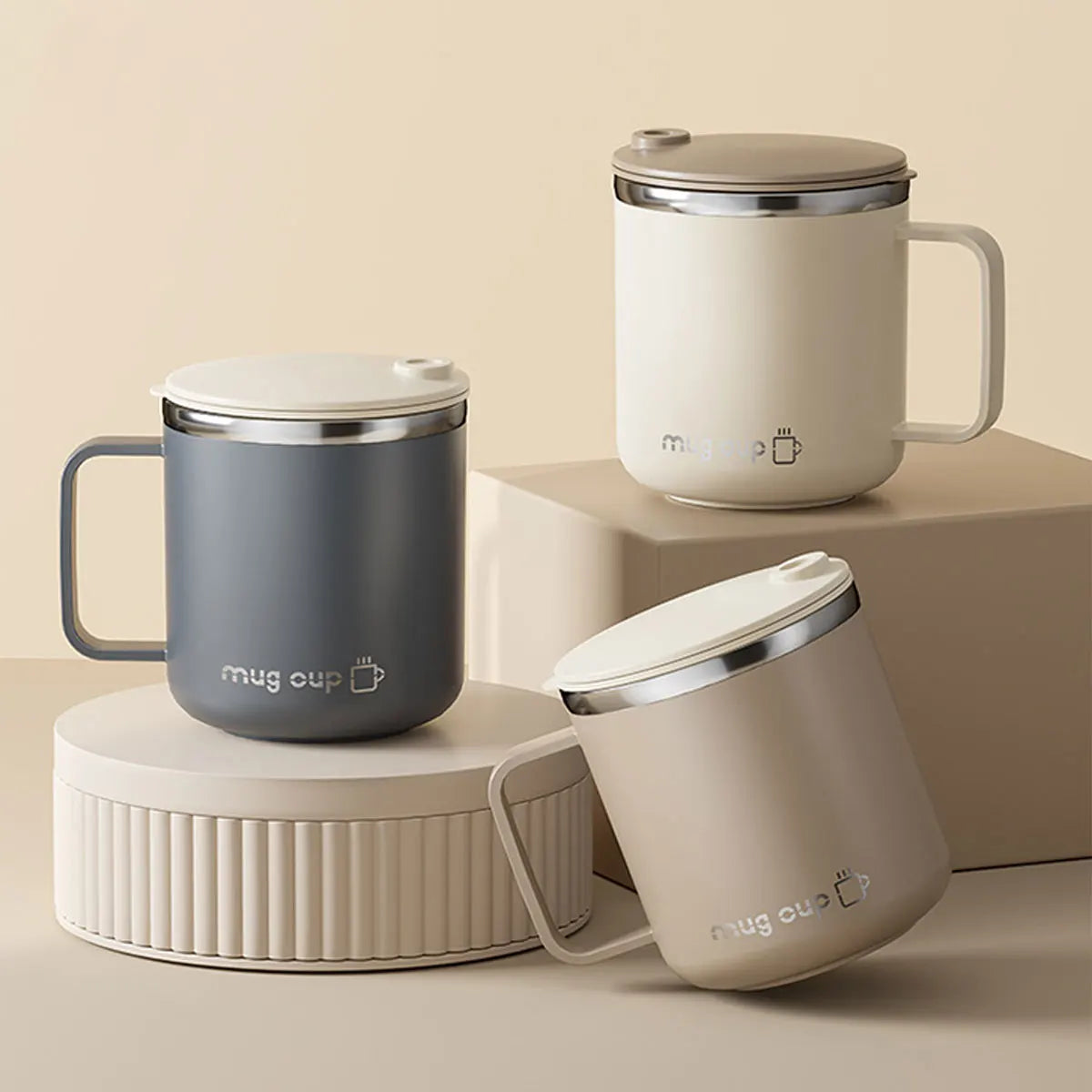 Isolierte Edelstahl Kaffeetasse mit Deckel | Brehn