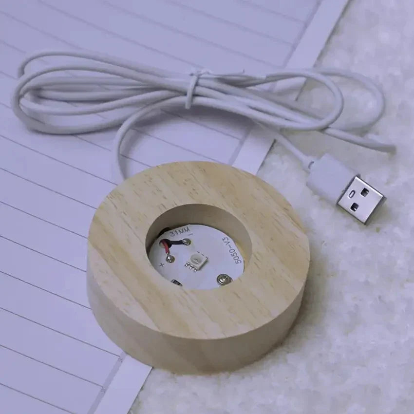 3D Kristall Nachttischlampe LED - Sternenhimmel Projektor mit Holzsockel, romantische Beleuchtung für Schlafzimmer & Geschenke | Brehn