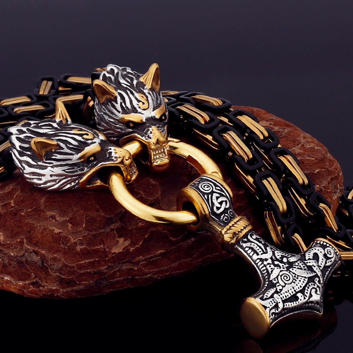 Brehn | Nordischer Wikinger Wolf Kopf Edelstahl Necklace