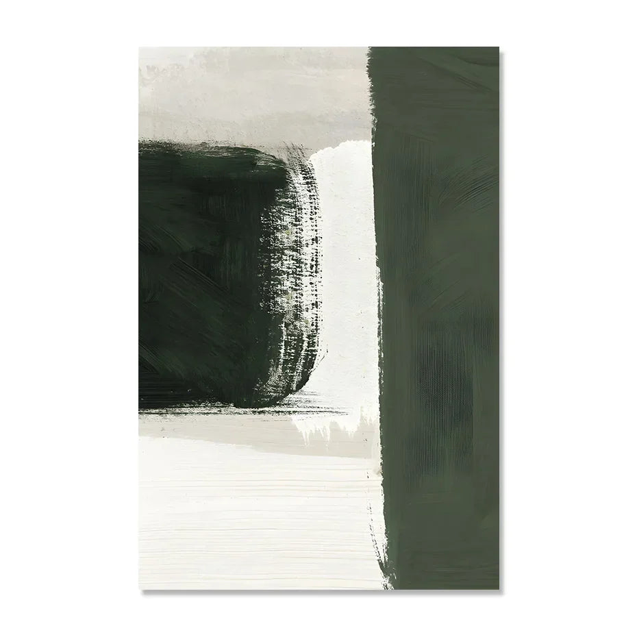 Moderne abstrakte grün beige weiße Pinselstrich Leinwanddrucke nordische Wandkunst für zeitgenössische Wohnzimmer Wohnkultur Kunstwerk | Brehn
