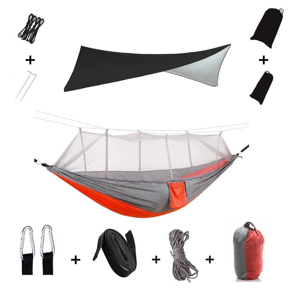 Brehn | Trekviva Camping-Hängematte | Integriertes Moskitonetz & Regendach | Ultraleicht & Reißfest | 3-in-1 Outdoor Lösung
