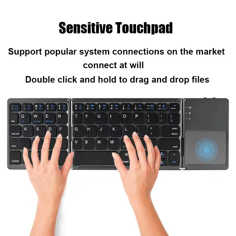 Drahtlos faltbare Bluetooth-Tastatur mit Touchpad – Kompakt, vielseitig und ultra-portabel | Brehn