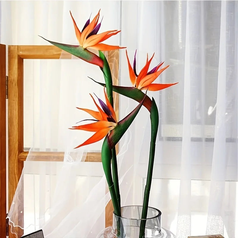 Brehn | Floriva 3-teiliges Set Künstliche Strelitzien | Paradiesvogelblumen | 24,5 cm Lange Stiele | Dekoration für Zuhause, Büro & Veranstaltungen