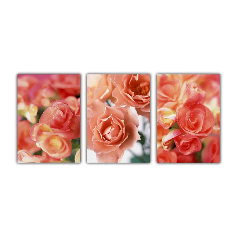 Rosa rote Rosen florale Wandkunst Feine Kunst Leinwanddrucke Moderne botanische Poster Bilder für Wohnzimmer, Schlafzimmer Kunst Dekor | Brehn