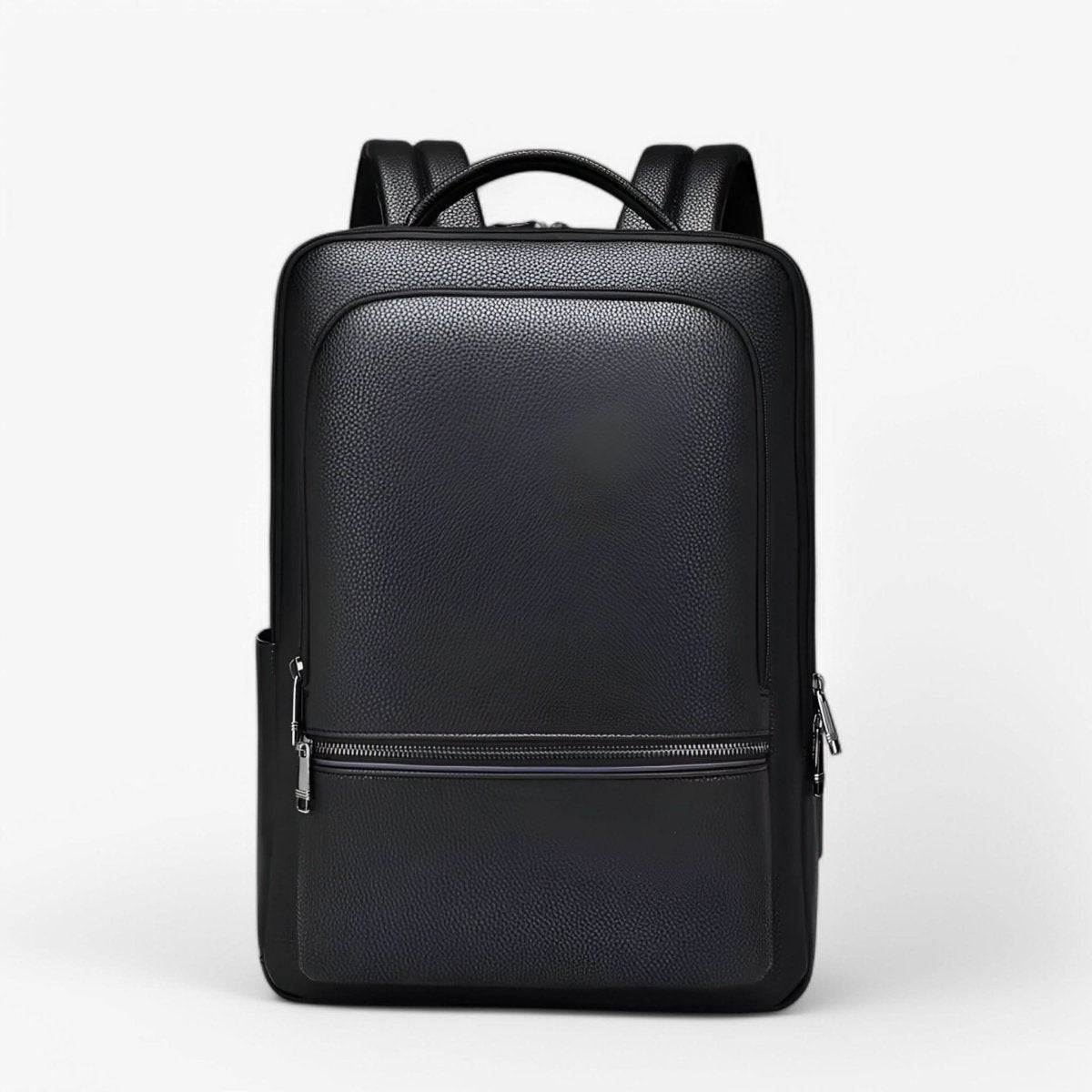 Eleganter Lederrucksack für Damen und Herren mit USB-Anschluss für Laptop und den täglichen Gebrauch, 15,6 Zoll, schwarz