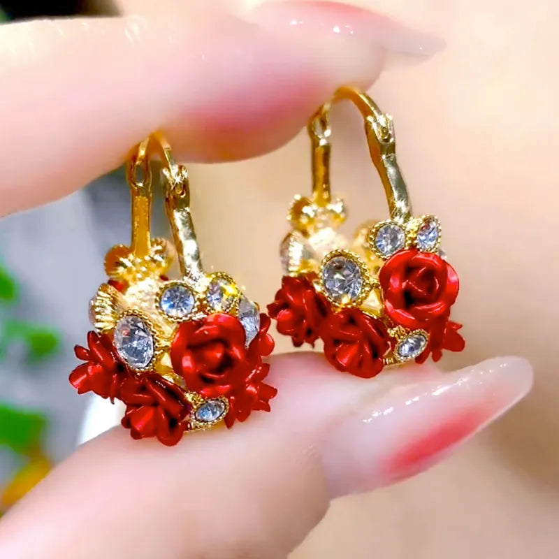 VIvolux | Rose Romance Stylische Zirkon Ohrringe