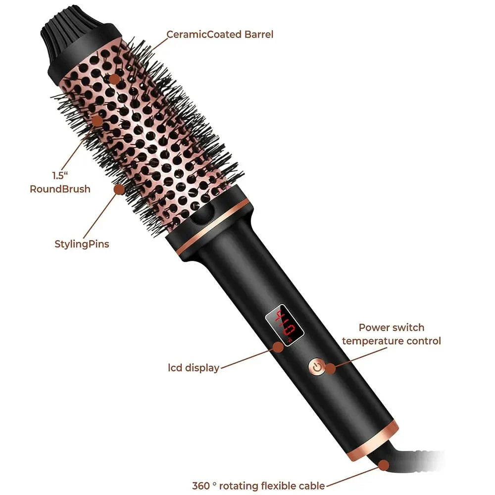 Brehn | Stylique 3-in-1 Ionen-Haarglätter & Lockenstab | Glätten, Wellen, Volumen | Anti-Verbrühungs-Bürste