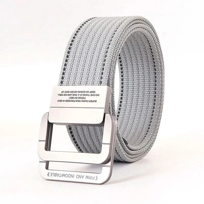 Unisex-Canvas-Gürtel – Doppelte Metallringschnalle, verstellbar