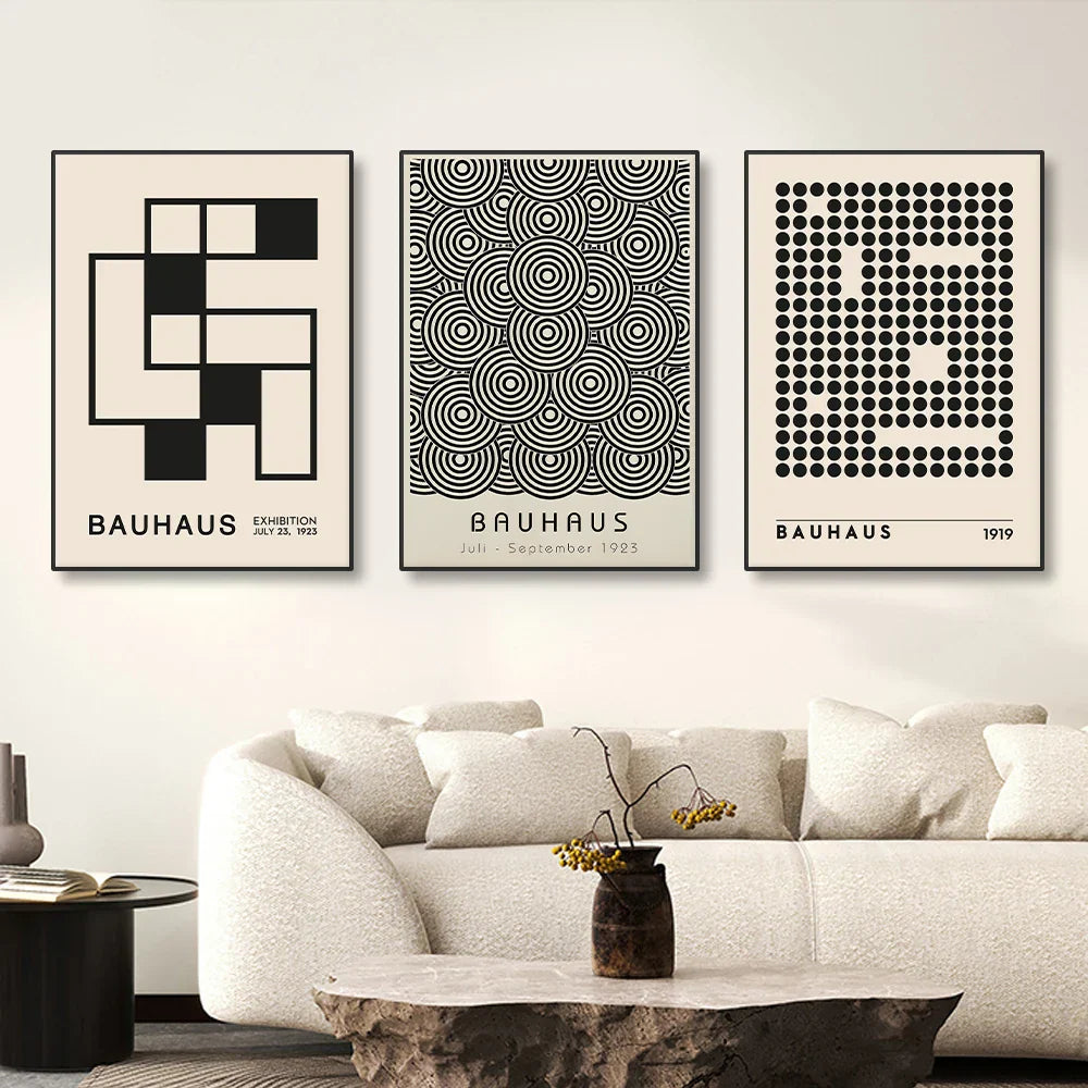 Vintage Retro Geometric Abstract Bauhaus Expo Kunst Galerie Poster Wandkunst Feine Kunst Leinwanddrucke Bilder Für Wohnzimmer Esszimmer Home Office Dekor | Brehn