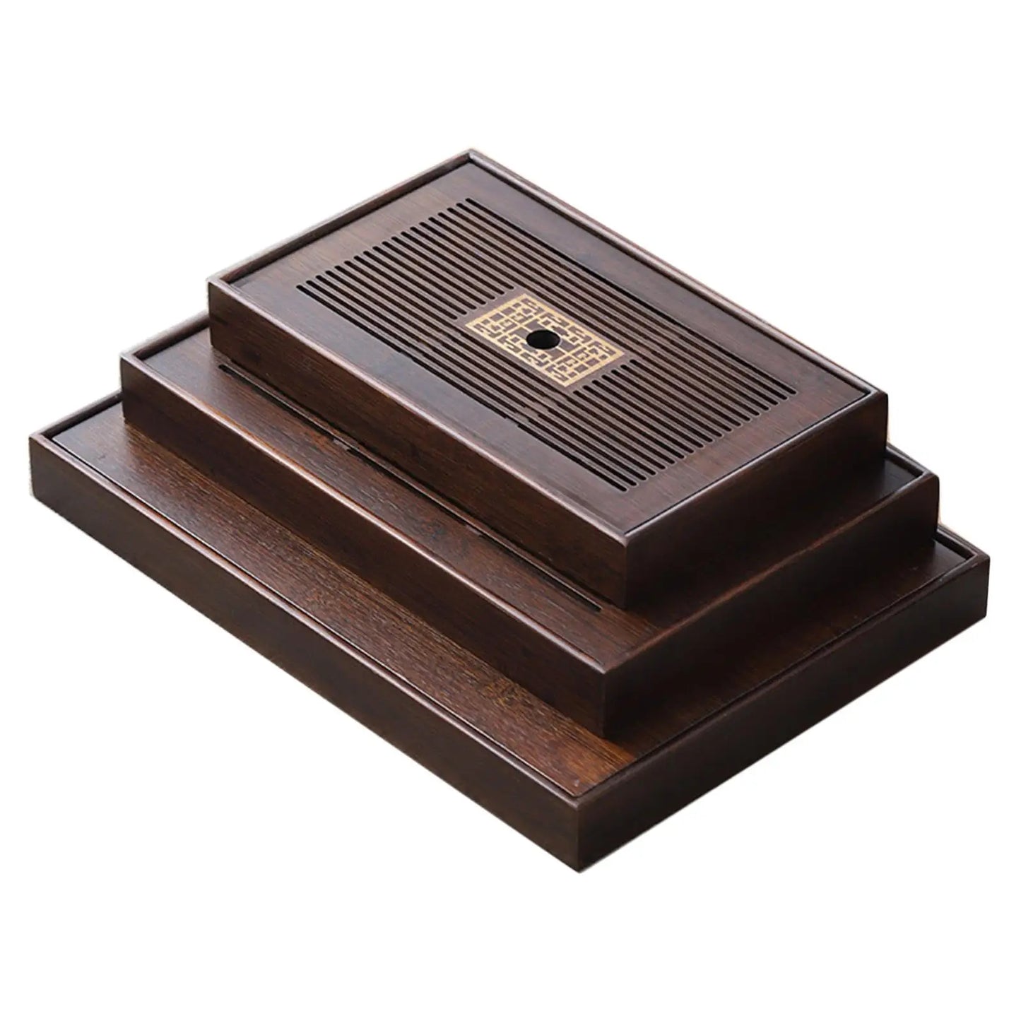 Brehn | Chinese Tea Tray with Water Storage Box Durable Simple Drainage Type Plate Tea Serving Tray for Teahouse Home Household Office