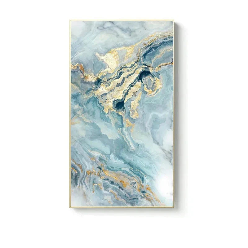 Blaue Goldene Flüssige Marmor Essenz Wandkunst Fine Art Leinwanddrucke Bilder Für Modernes Apartment Luxus Wohnzimmer Kunst Dekor | Brehn