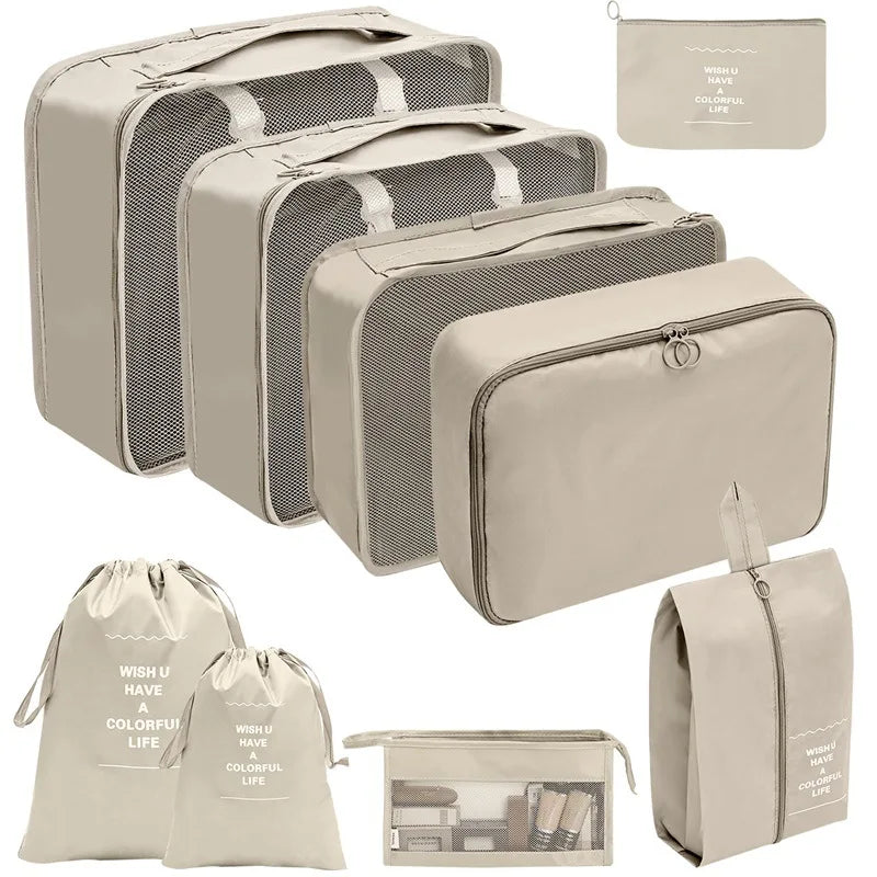 Brehn | PackWunder Reise-Organizer Set 7/8/9/10-teilig | Faltbare Koffer-Organizer | Für Kleidung, Schuhe & Accessoires