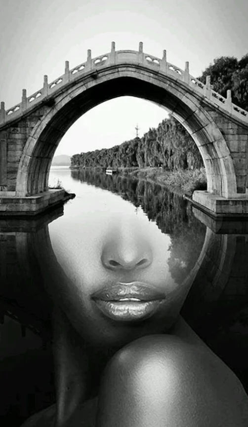 Modern Abstract Portrait Überlagerung Landschaft Wandkunst Fine Art Leinwanddrucke Schwarz Weiß Bilder Für Modernes Wohnzimmer Eingangsbereich Foyer Kunst Dekor (Unrahmt) | Brehn