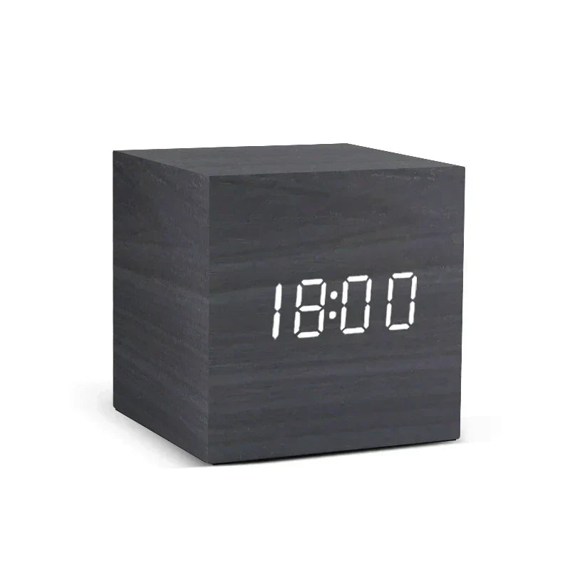 LED-Uhr aus Holz mit Temperaturanzeige, digitaler Zeitanzeige und minimalistischem Design – perfekt für Schlafzimmer und Büro