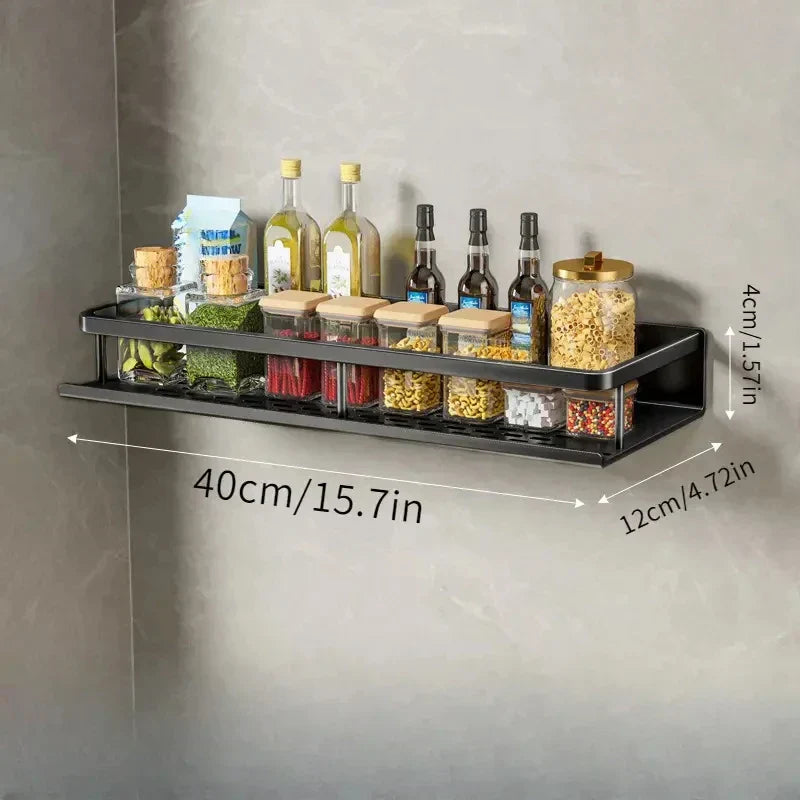 Wandmontierter Küchenregal – Platzsparendes und stilvolles Aluminiumregal für Küchenutensilien | Brehn