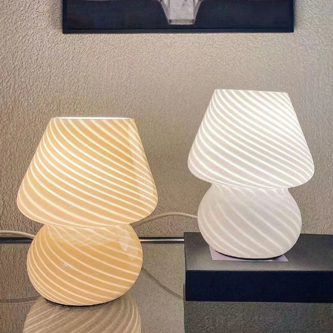Brehn | Murano Tischlampe - Einzigartige Glas-Pilz-Schreibtischlampe für magische Atmosphäre
