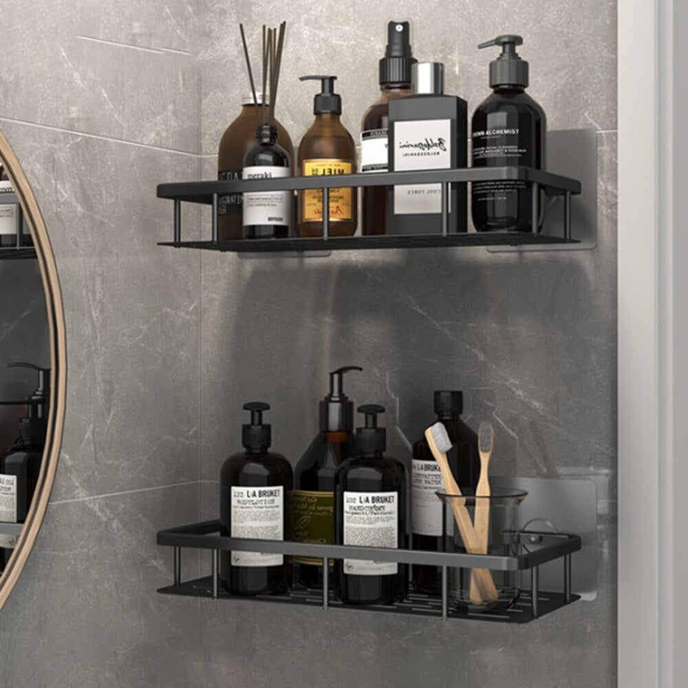 Metal suction cup bathroom shelves