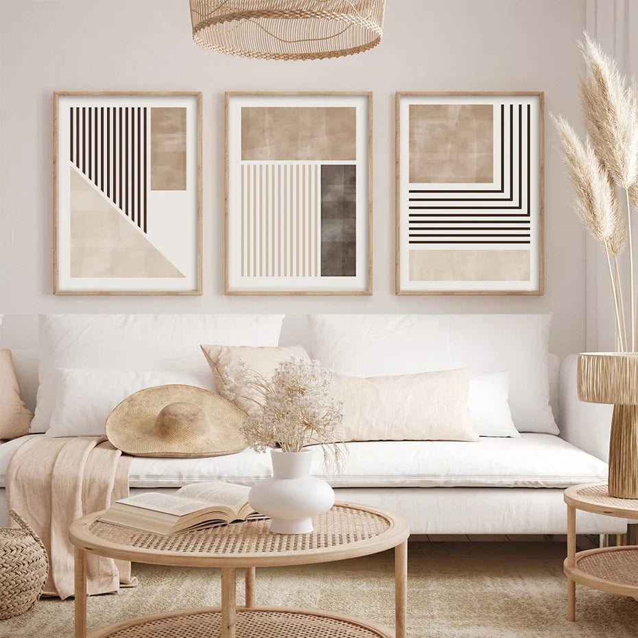 Braun Beige Farbblock Geometrische Wandkunst Fine Art Leinwanddrucke Abstrakte Minimalistische Bilder Für Modernes Wohnzimmer Schlafzimmer Kunst Dekor | Brehn
