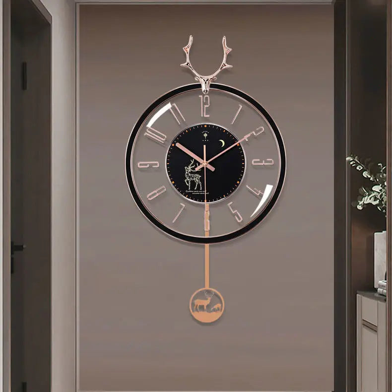 Luxuriöse stille Wanduhr – Modernes Design mit großem Zifferblatt für Wohnzimmer | Brehn