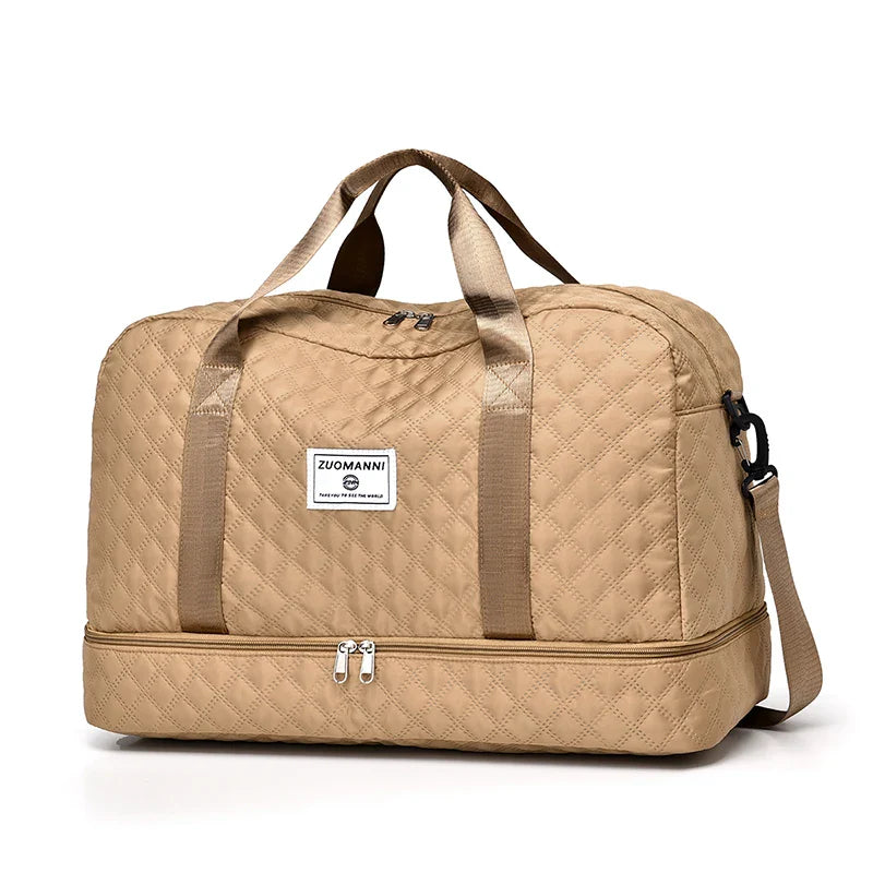 Brehn | Raumio TravelFlex Leichte Reisetasche mit Rautenmuster | Große Sport- & Wochenendtasche mit Schuhfach & Nassfach | Handgepäcktauglich & faltbar