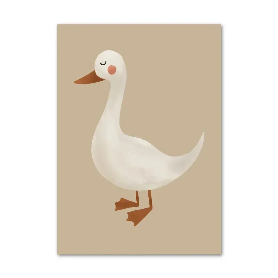 Niedliche Baby Tiere Kinderzimmer Wandkunst Illustrationen Fine Art Leinwanddrucke Gänse Maus Löwe Eisbär Poster Bilder für das Kinderzimmer Wanddekoration | Brehn