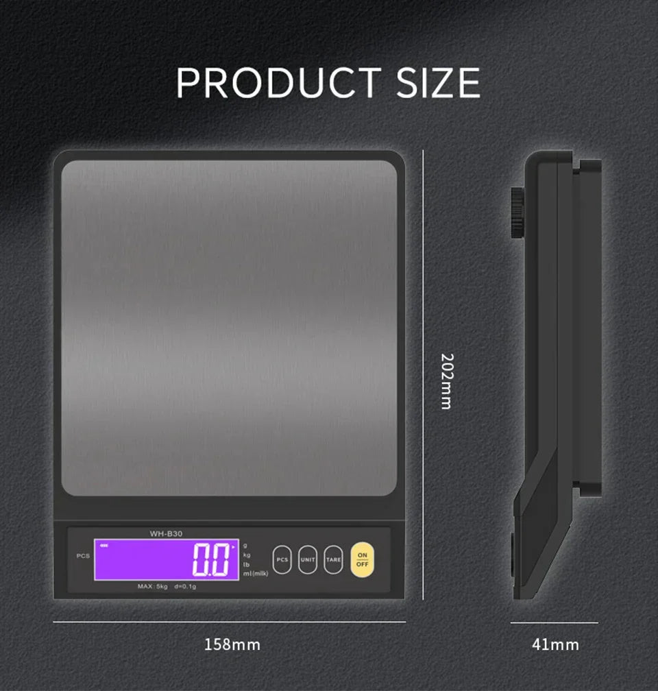 Brehn | 5 kg/0,1 g und 10 kg/1 g digitale elektronische Küchenwaage, LCD-Display, voll wasserdichtes Edelstahl-Waagetool zum Backen