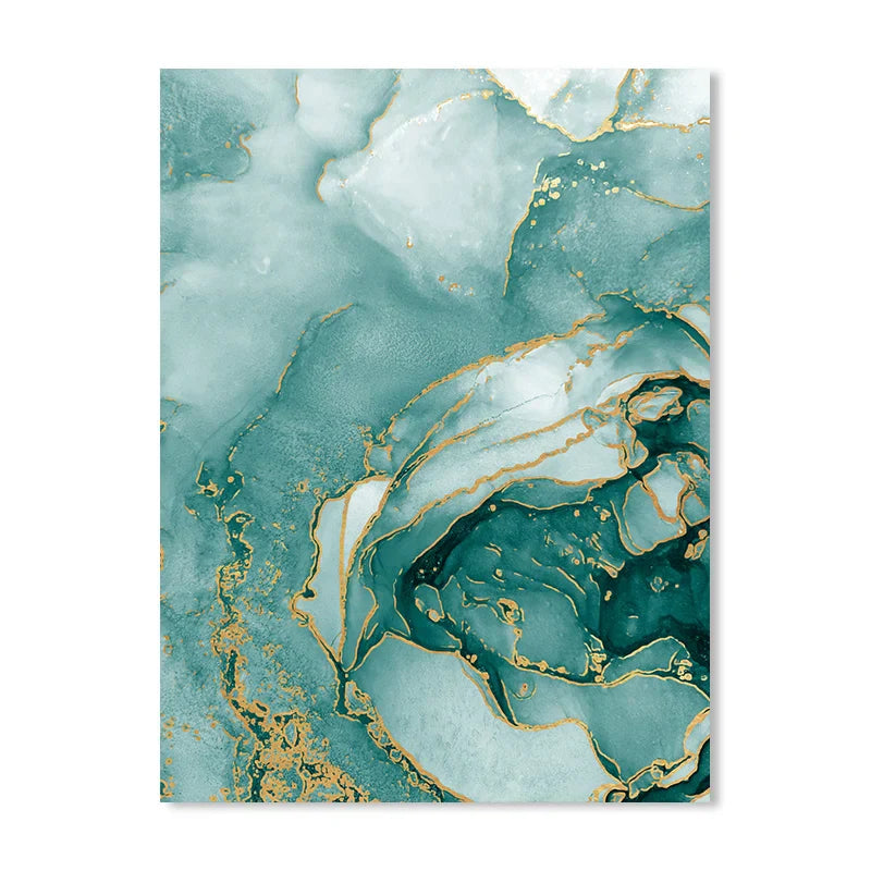 Moderne abstrakte Aqua-Flüssigkeit Marmor Drucke Wandkunst Fine Art Leinwanddrucke Bilder für Wohnzimmer Esszimmer Home Office Dekor | Brehn