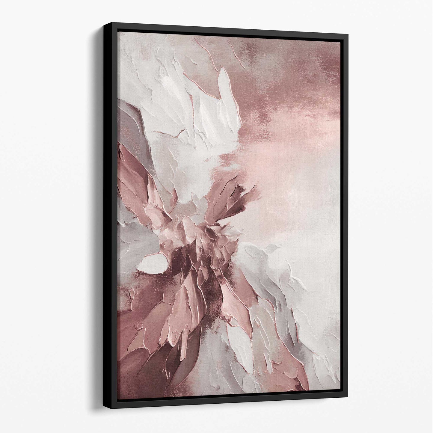 Abstraktes rosa-weißes Leinwandbild mit Farbstreifen Nr. 3