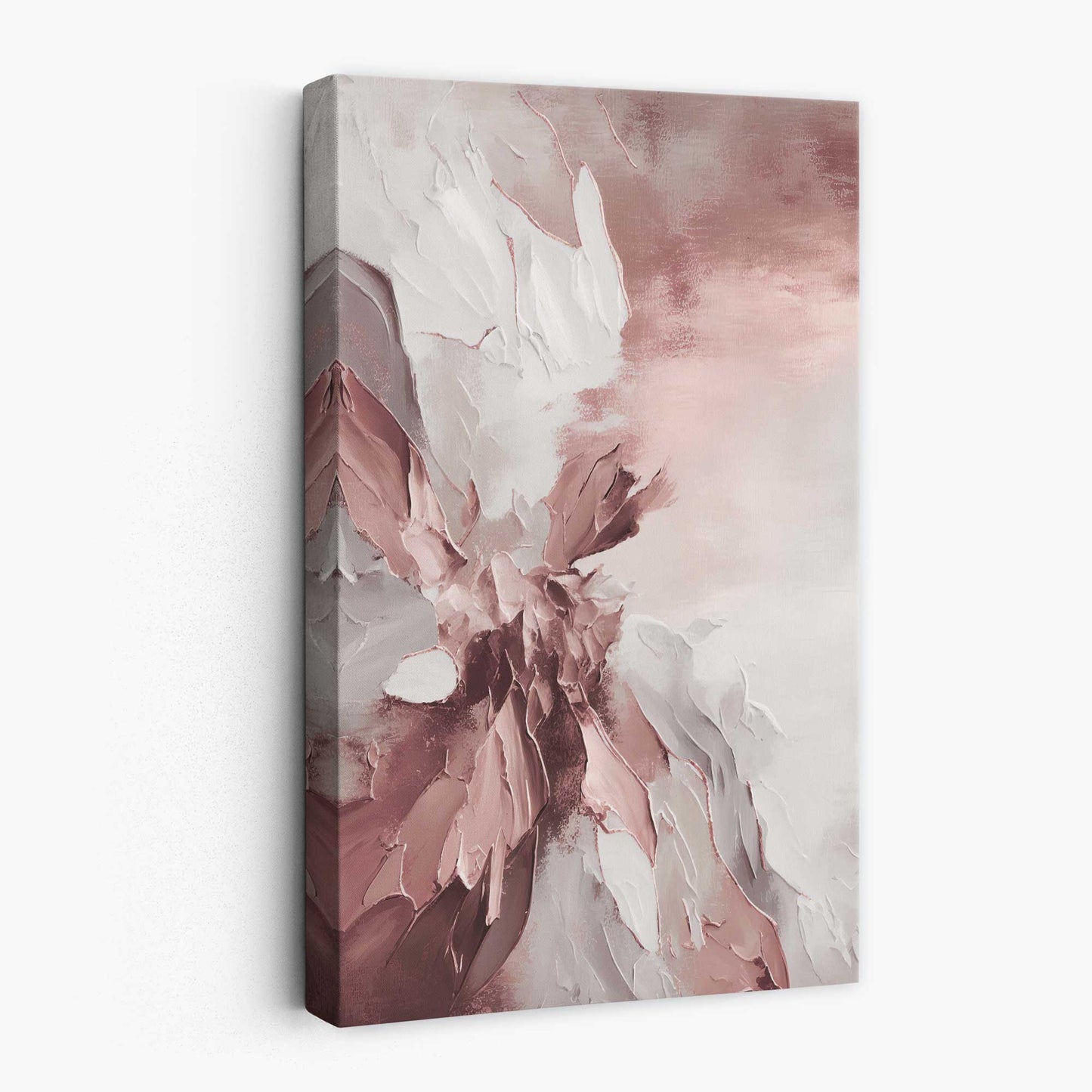 Abstraktes rosa-weißes Leinwandbild mit Farbstreifen Nr. 3