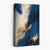 Abstraktes Wandbild auf Leinwand in Blau und Gold mit Farbstreifen Nr. 3