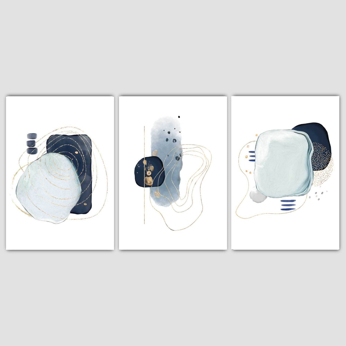 Abstrakte Winterstimmung Blau Gold Kunstdrucke