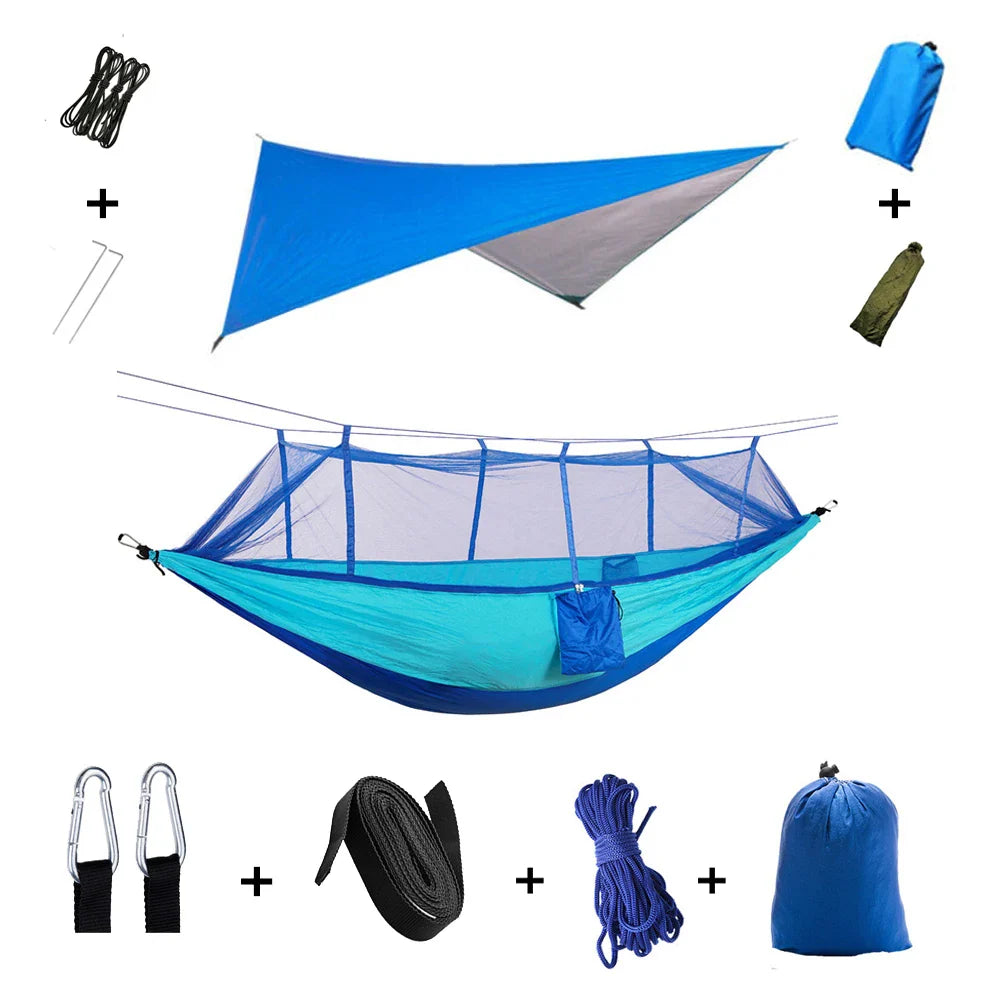 Brehn | Trekviva Camping-Hängematte | Integriertes Moskitonetz & Regendach | Ultraleicht & Reißfest | 3-in-1 Outdoor Lösung