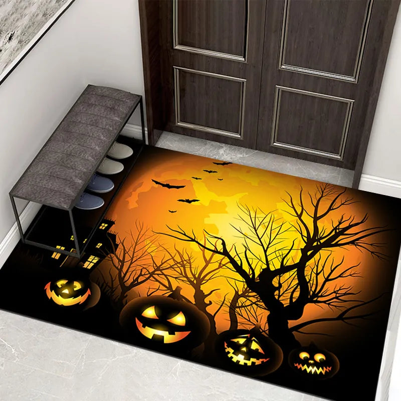 Gruselige Halloween Fußmatte – Rutschfeste Türmatte mit Kürbis- und Geistermotiv für den Eingangsbereich | Brehn