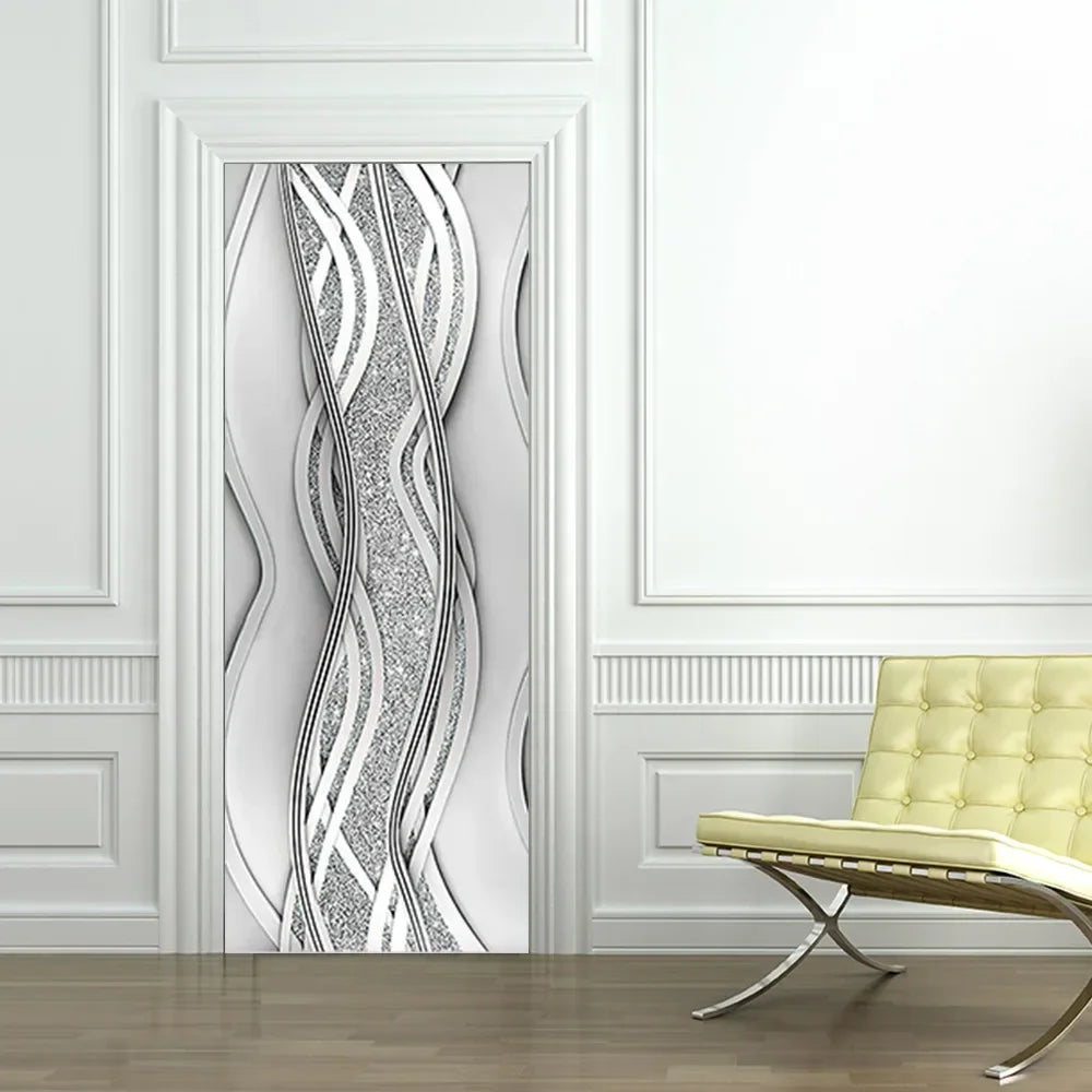 Moderne abstrakte Perlen geometrische Türaufkleber Mural abnehmbar PVC Vinyl Peel N Stick Wandkunst Mural Dekor für Innentüren Kreative DIY Wohnkultur | Brehn