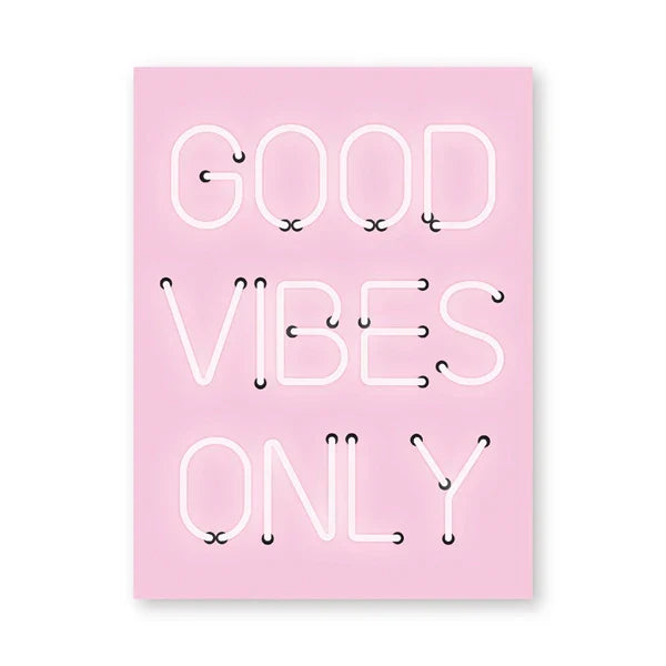 Good Vibes Only Neon Pink Poster Wandkunst Fine Art Leinwanddrucke Positivität Bild für Wohnzimmer Mädchen Schlafzimmer Salon Kunst Dekor | Brehn